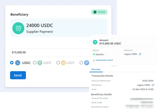 Développement d'une plateforme de transfert de fonds Stablecoin